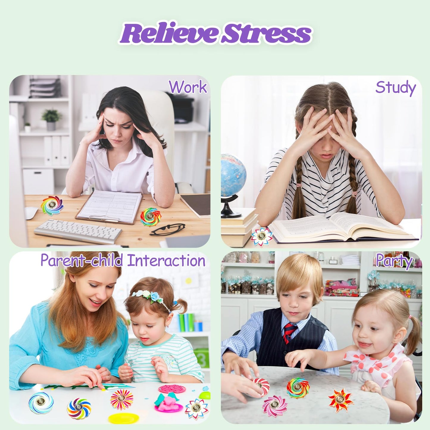 Funny Fidget Spinner Toys Bulk Mini 40 Pack,Birthday Gifts Party Favors Supplies Goodie Bags Stuffers for Kids Adults,Sensory To