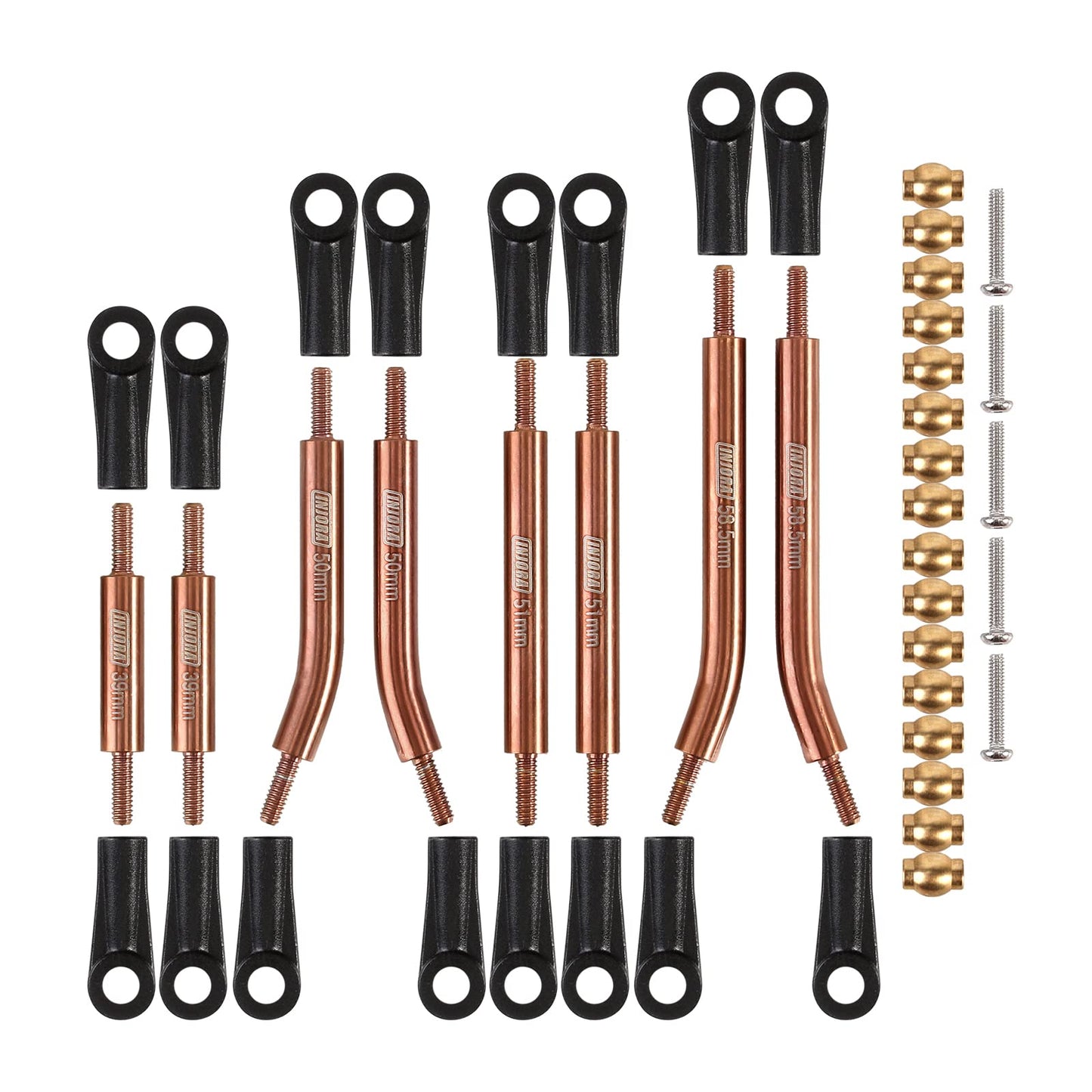 INJORA High Clearance 4 Links Set Stainless Steel Links Set for SCX24 C10 JLU Bronco Axial 1/24 RC Crawler Car Upgrade Parts(Bro