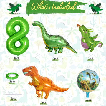 Dinosaur Balloons 8Th Birthday Decorations, Dinosaur Birthday Party Decorations With Giant Inflatable Dino Balloons 40 Inch Helium Foil Mylar Number 8 Balloons For Dino Theme Birthday Party Decoration