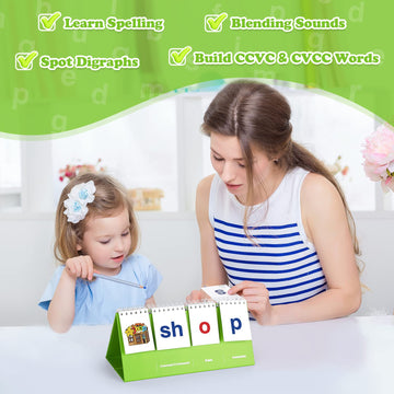 Aizweb Cvcc & Ccvc Word Builder,Phonics Games Flash Card For Preschool Kindergarten Classroom,Special Education Reading Manipulative Spelling Toy For Learning Activity Teacher School Supplies