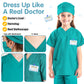 Riorand Doctor Costume For Kids,Toddler Nurse Scrubs Career Day Costume Halloween Dress Up Cosplay For Boys Girls 3-11 Years (Gr