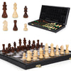 15-Inch Wooden Chess Set - enhanced Folding Wooden Chess Board with Carved Chess Pieces  Built-in Storage  Portable and Travel-Friendly Chess Game Sets for mature-themeds and Kids