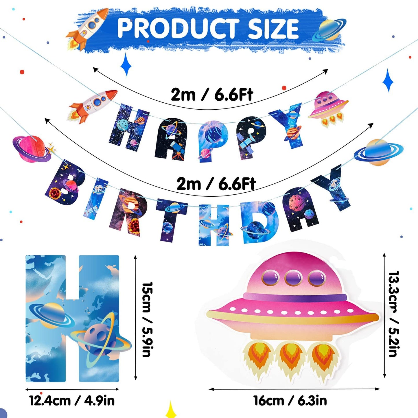 Sunbeauty Universe Outer Space Theme Birthday Banner Galaxy Happy Birthday Party Decoration Space Birthday Decorations Solar Sys