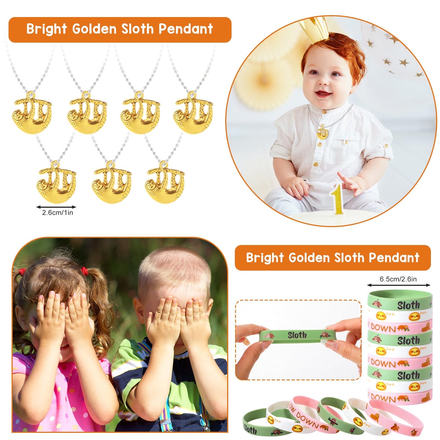 Chivertion 195 Pcs Sloth Birthday Party Favors for 16 Kids Include Keychain Necklace Silicone Bracelet Ring Badge Stamp Sticker