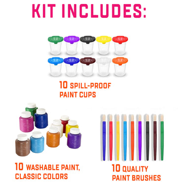 The Mega Deals Kids Painting Set, Washable Paint for Kids with Paint Cups and Toddler Paintbrushes, Non Toxic Washable Finger Pa