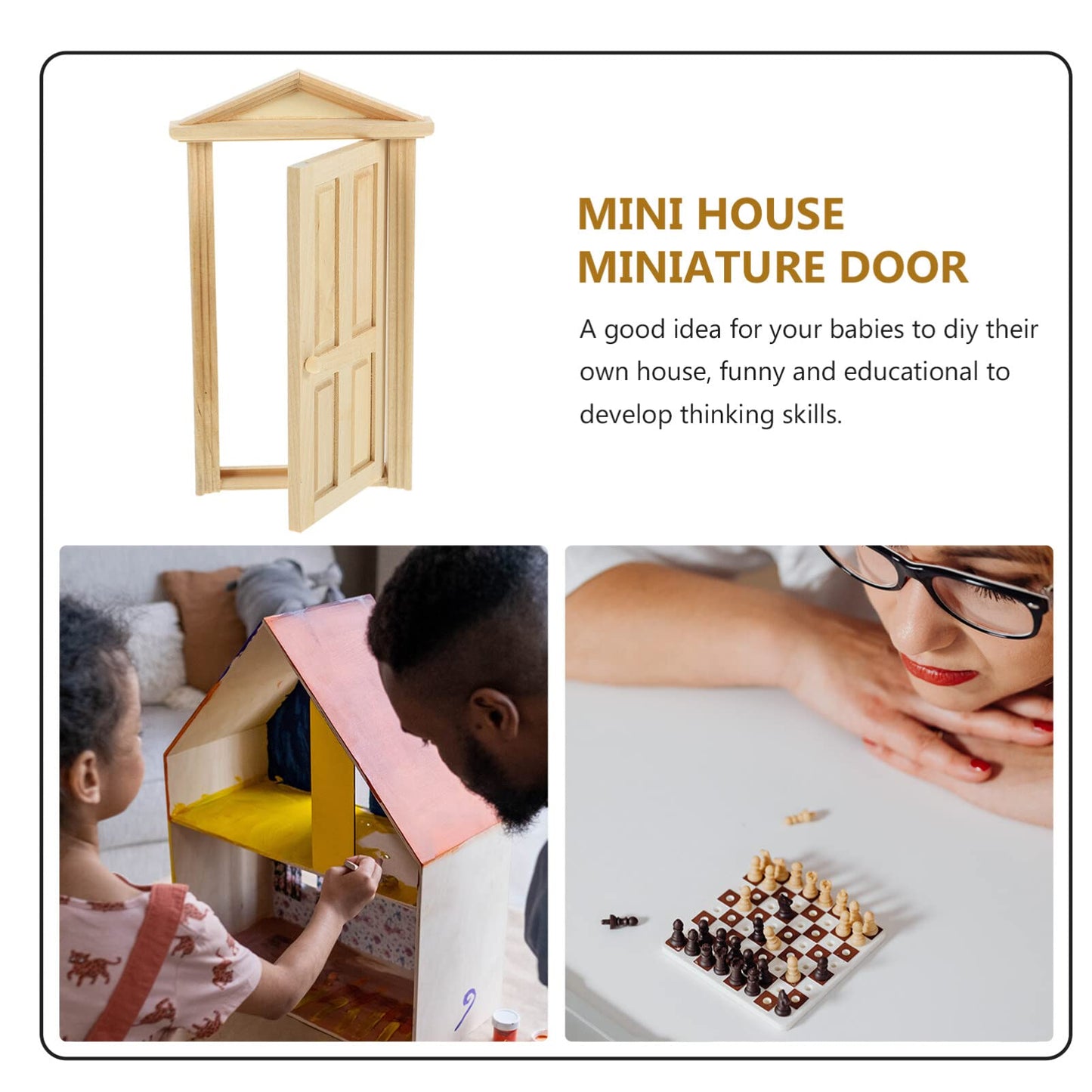 Zerodeko Dollhouse Door 1 12 Scale, Mini Wooden Door, Dollhouse Front Door 1 12 Scale, Mini Wooden Door for Dolls DIY Dollhouse