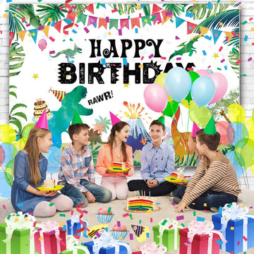 Iiiluyot Funny Dinosaur Birthday Backdrop 6X3.5Ft, Watercolor Dinosaur Birthday Decorations T-Rex Dinosaur Birthday Party Suppli