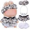 4pcs Handmade 15cm/17cm Doll Clothes Outfit for Labubu Accessories (No Doll)  enhanced Clothes Set with Hat  Shwal  Pants & Bag  Cute Fashion Clothes for Girls Boys Collectors (Black/White) AK054GY