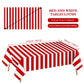 2 Pack Red and White Striped Tablecloth, 54 x 108 Inch Waterproof Disposable Plastic Table Cover, Rectangular Table Cloths for B