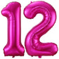 Hot Pink 12 Balloon Numbers,40 Inch 12 Or 21 Birthday Balloon Foil Mylar Number 12 Balloon Large Dark Pink Number Balloons For Birthday Party Anniversary Festival Decorations