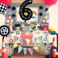 Toniful Race Car Black Balloons Car Birthday Party Supplies,40 Inch Giant Jumbo Helium Foil Mylar Big Number 6 Digital 6 Balloon