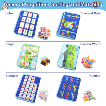 Homqyte Busy Book Backpack For Toddlers 1-3, Montessorii Sensory Toys For Boy & Girl, Educational Activity Board Book For Baby K