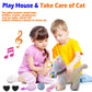 Colorful Leash Walking Cat Set Singing That Purrs And Meows Animated Plush Robot Kitten Moving Plush Realistic Stuffed Animal Remote Control Cute Kawai Robotic Kitty Toy For Girl