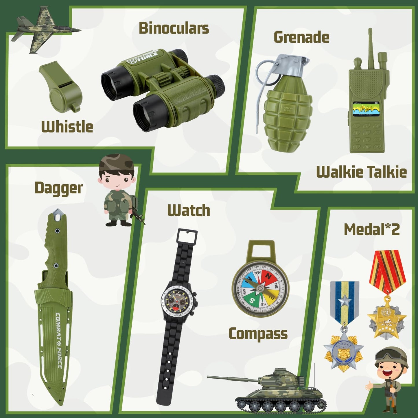 Metemot Kids Army Costume For Boys, Military Army Costume With Army Toys, Solider Boy Dress Up, Halloween Costumes For Boys