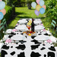 4 Pcs Cow Print Plastic Tablecloth, Farm Animal Themed Parties Tablecovers For Cow Theme Birthday Party Supplies, Black And Whit
