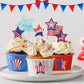 FEBSNOW Patriotic American Flag Stickers, 600 Pcs 2 Roll Fourth of July Red White Blue Star Stickers Self Adhesive Labels for In