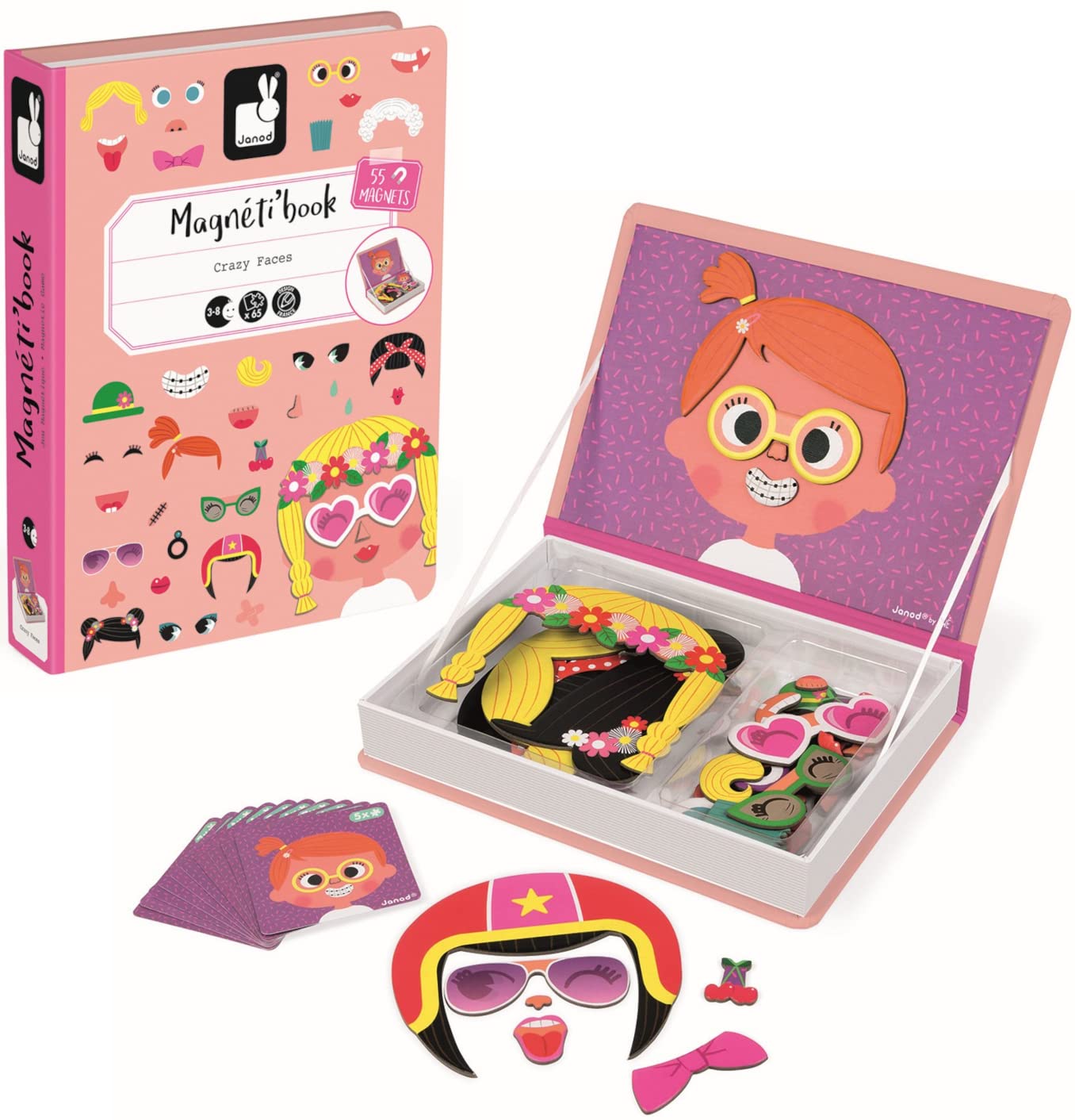 Janod Magnetibook 66 Pc Magnetic Girl Crazy Face Dress Up Game - Ages 3+ J02717