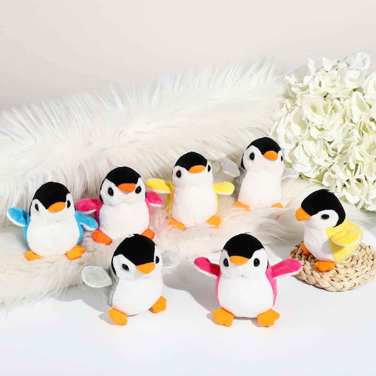 Kasyat 12 Pieces Mini Plush Penguin Stuffed Toys Animal, Cute Small Baby Penguin Stuffed Doll Keyholder Bag Pendant Birthday Party Favor Present For Mother'S Day Boys Girls Gifts(Vibrant Style)