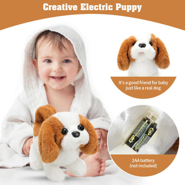 Ksabvaia Plush Saint Bernard Toy Puppy Electronic Interactive Dog - Walking, Barking, Tail Wagging, Stretching Companion Animal For Kids Toddlers