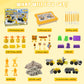 BEIREG Magic Sand Construction Kit, 3lbs Sand with Sandbox, 5 Detachable Construction Vehicles, 4 Brick Molds, 7 Castle Molds, 8