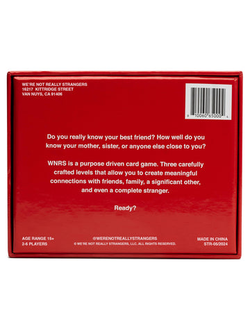 WE'RE NOT REALLY STRANGERS Card Game - 150 Conversation Cards, Medium, Cardstock, Red & White, Model WNRS-001, for 2-6 Players