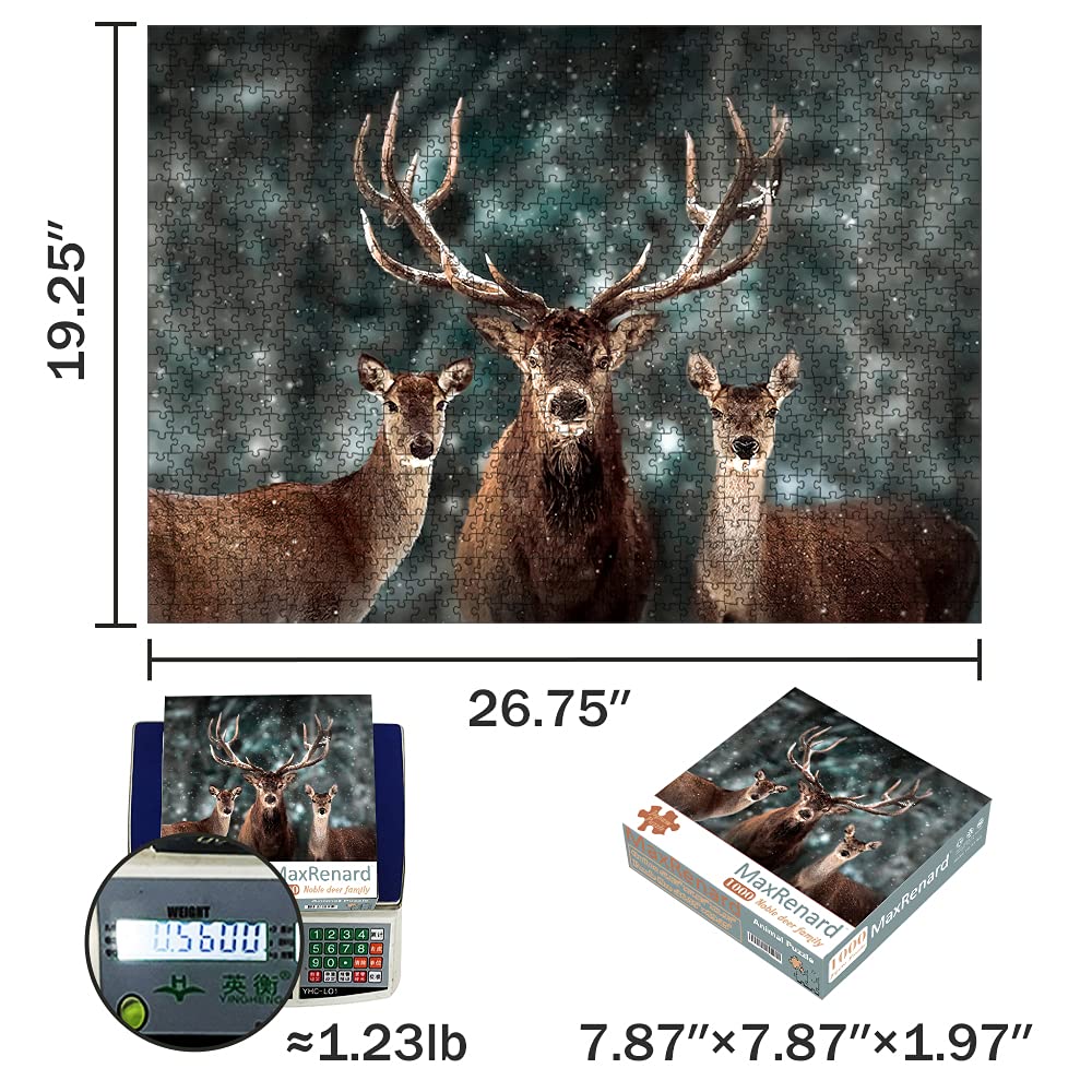 MaxRenard Game 1000 Pieces Jigsaw Puzzle for mature-themed Animal Toy Noble Deer Family