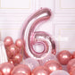 Aule 40 Inch Big Rose Gold 6 Balloon Number Large Foil Helium Number Balloons 0-9 Jumbo Giant Happy 6Th Birthday Party Decoratio