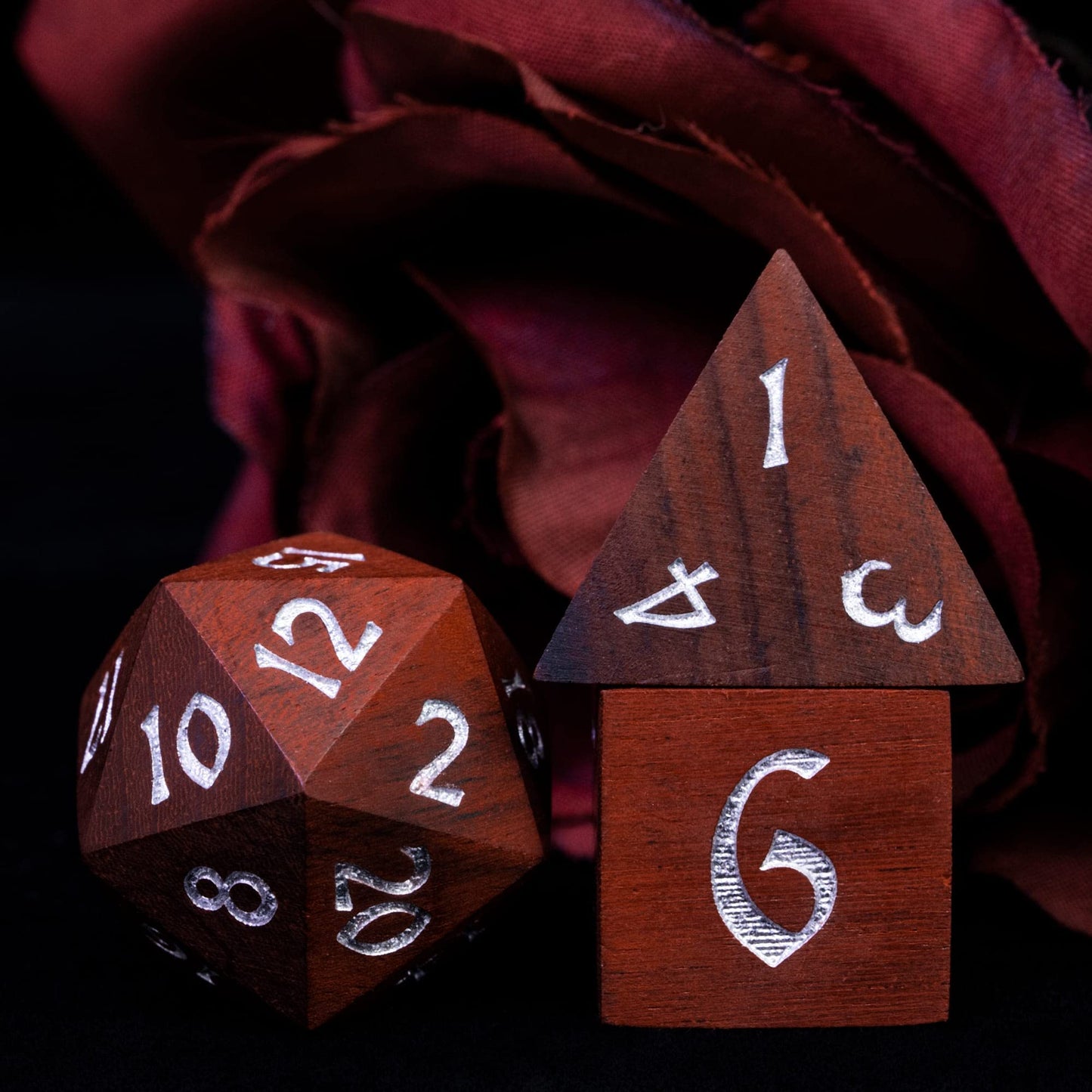 Hddais 7Pcs Polyhedral Dice Set D&D, Rpg Dnd Wood Dice Set With Iron Box For Dungeons And Dragons Role Playing Games(Coralwood)