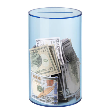Hicocool Clear Piggy Bank For Adults Kids Must Break To Open, Blue Acrylic Piggy Bank Unopenable Money Savings Jar (8' H X 5' D)
