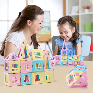 Tokblok Magnetic Tiles 100Pcs Magnetic Blocks Building Set, Magnets For Kids Preschool Child Montessori Toys Stem Learning Toys Gifts For Girls Boys 3 4 5 6 7 Years