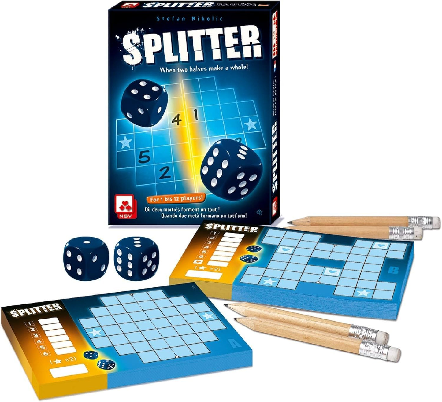 Splitter Dice Game - A Symmetrical Challenge Of Numbers And Strategy, Roll-And-Write Puzzle Game, Family Game For Kids And Adult