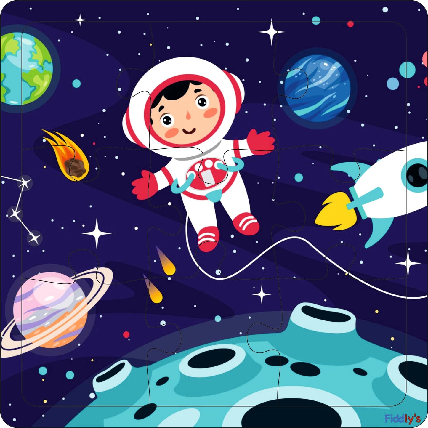 Fiddlys Wood Jigsaw Puzzles for Kids & Children -9 Pieces Age 3+ (Travel Pack of 4)