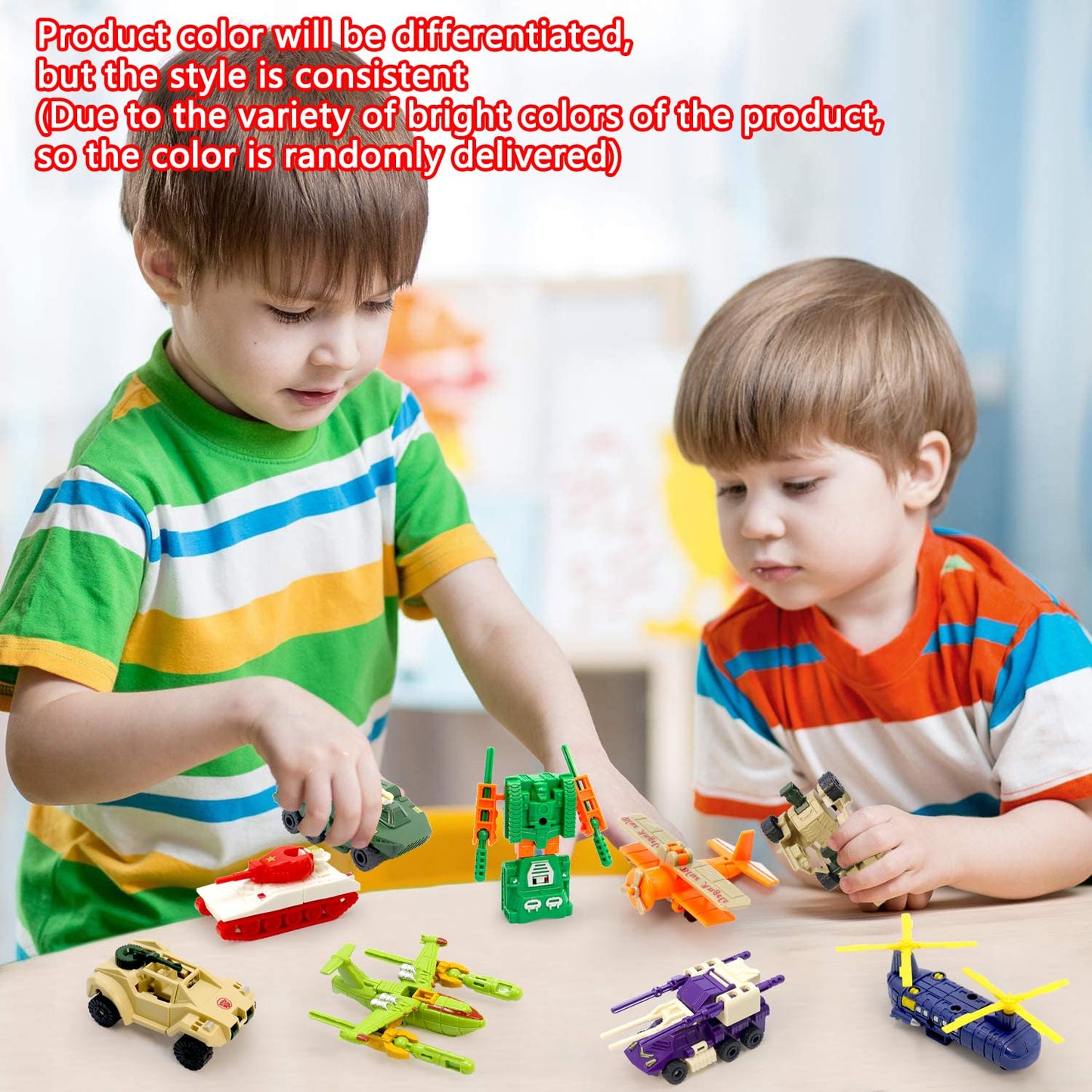 Scktyzs Mini Transform Robot For Kids 3-6 Years, 7 Collectible Rescue Vehicle Construction-Bot Playset Boys Hero Figure Modified Bots 4.5-Inch Converting Action Figures Easter Gift