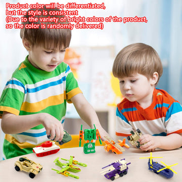 Scktyzs Mini Transform Robot For Kids 3-6 Years, 7 Collectible Rescue Vehicle Construction-Bot Playset Boys Hero Figure Modified Bots 4.5-Inch Converting Action Figures Easter Gift