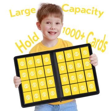 1000+ Pockets Trading Card Binder  enhanced 16 Pocket Card Binder  Ringless Side Loading Collection Album Holder Folders for MTG  TCG  Game Cards & Sports Cards (Yellow)