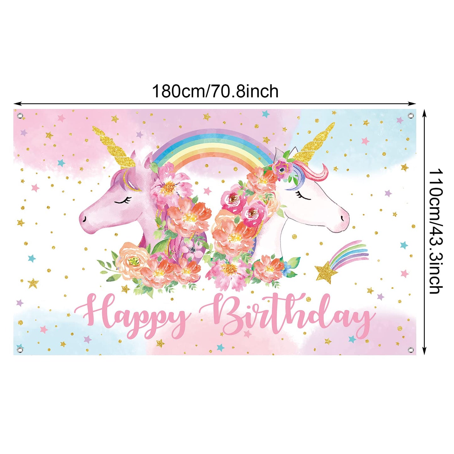 Tatuo Rainbow Unicorn Birthday Backdrop for Girls 5.9 x 3.6 ft Unicorn Party Decorations Happy Birthday Photography Background R