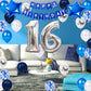 16Th Birthday Party Decoration For Boys, Happy Birthday Banner Blue Number 16 Birthday Balloons 16Th Birthday Latex Confetti Bal