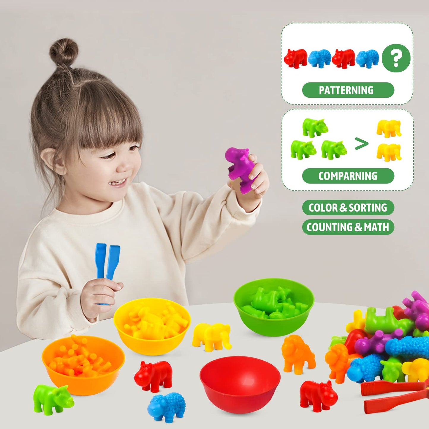 RAEQKS Montessori Sorting Toys - Multi-color Silicone Stacking Game for Preschool Learning Activities - Medium Size Educational Sensory Toy