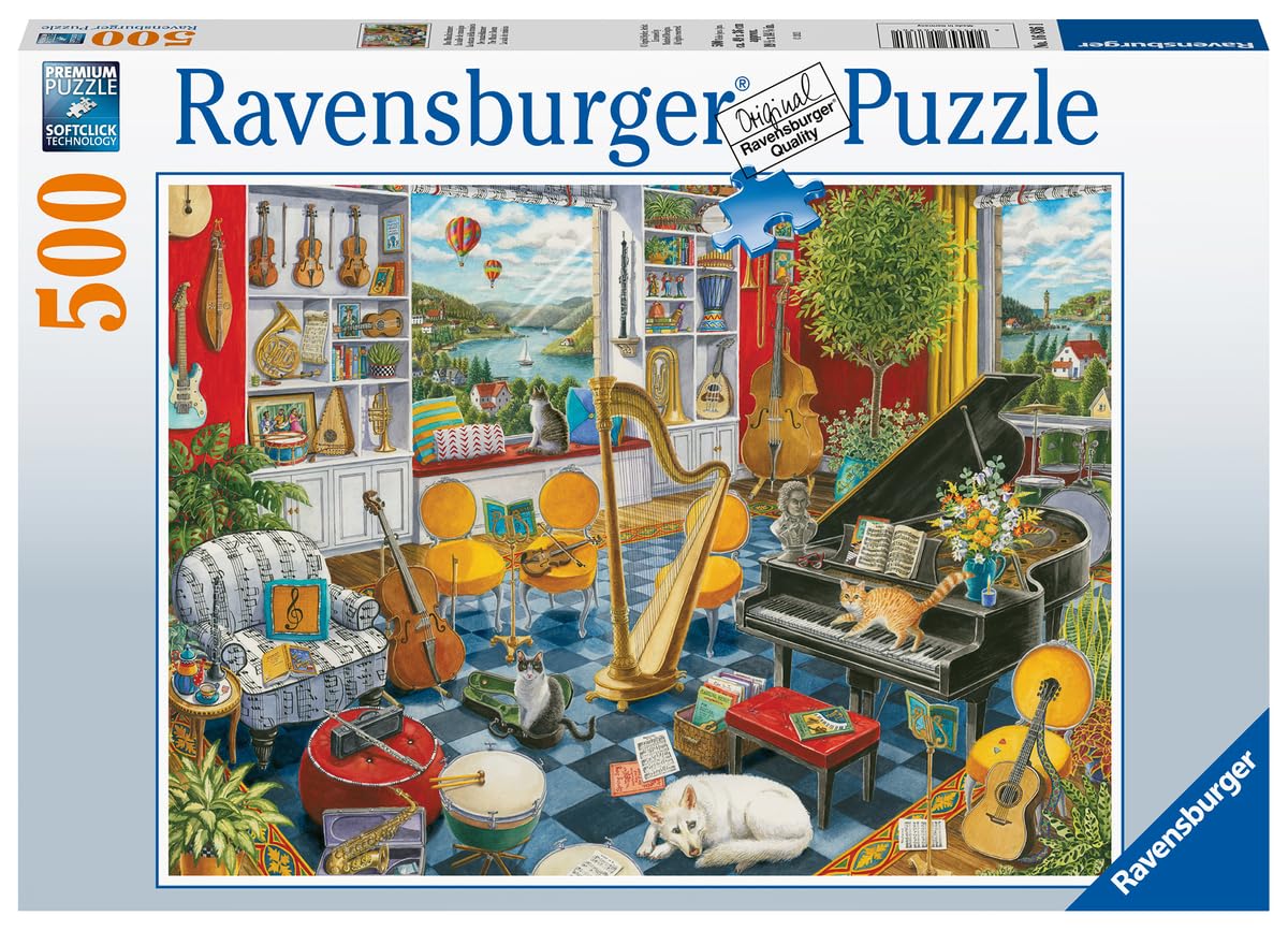 Ravensburger The Music Room - 500 Piece Jigsaw Puzzle For Adults | Unique Softclick Technology | Vibrant Imagery By Artist Ingrid Slyder | Ideal For Relaxation And Family Fun