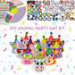 DIY Kids Party Hats & Games Kit - 12 Hats, Toddler & Kids Activities, Craft Kit for Birthday Parties