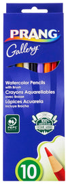 Prang Watercolor Colored Pencils, Includes Brush, Assorted Colors, 10 Count (23650)