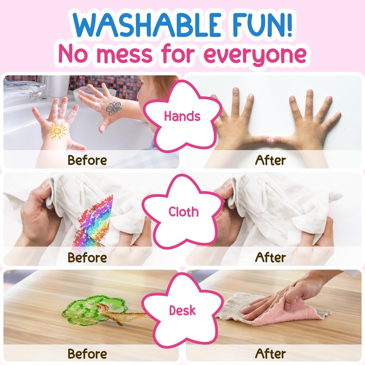 12 Water Drop Crayons - Non Toxic Crayons for Toddlers - Washable, Easy To Hold - For Toddlers, Kids Ages 3-8 - Ergonomic Shape