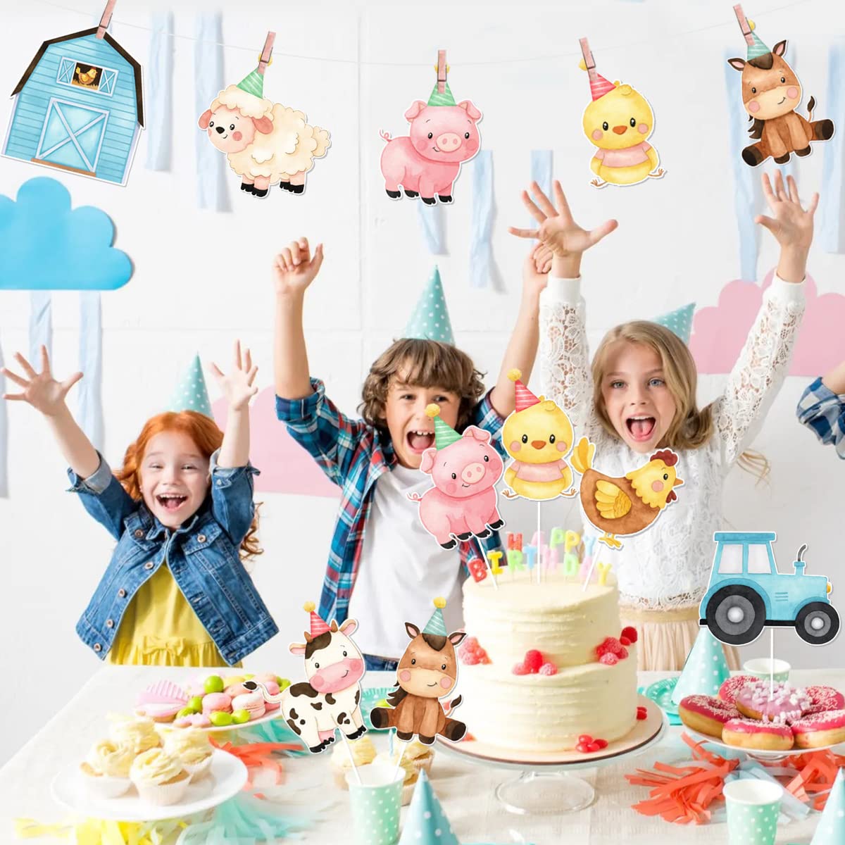 Farm Animal Centerpiece Sticks Farm Themed Birthday Party Supplies Animal Table Toppers for Boy Baby Shower 1st 2nd Barnyard Bir