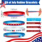Leitee 100 Pcs USA Silicone Bracelet Red White Blue American Flag Wristbands Veterans Day Memorial Party Accessories Decoration
