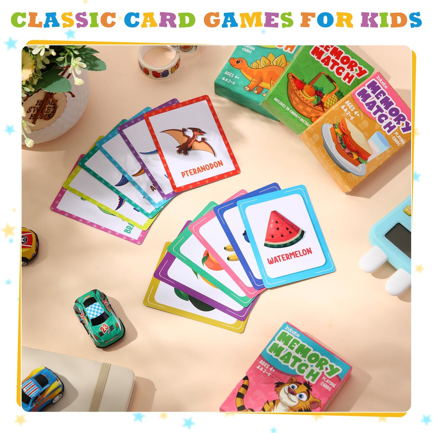 Zubebe 4 Sets Memory Matching Game For Kids Memory Match Fun Matching Game Educational Toys For Family Game Night, Party Favors,