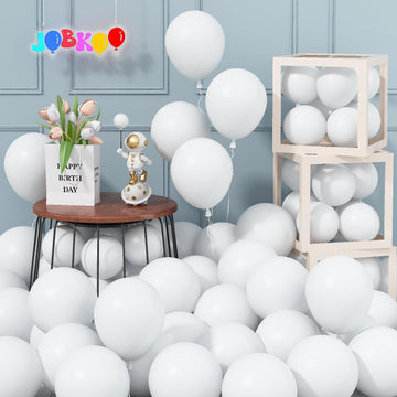 Jobkoo 5 Inch White Balloons, 60Pcs Small White Balloon Matte White Latex Balloons For Arch 5'' Mini White Party Helium Balloon