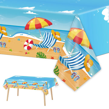 3 Pieces Summer Beach Tablecloths For Hawaiian Decorations Plastic Disposable Pool Surfboard Party Table Covers For Rectangle Tables Birthday Baby Shower Party Supplies Favors, 54 X 108 Inches