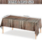 Tiamon 6 Pcs Western Party Tablecloth Western Cowboy Party Table Cover Cowboy Theme Plastic Tablecloth Wild West Wood Grain Tabl