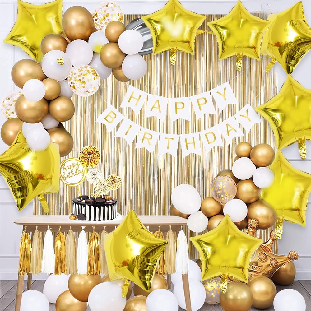 TONIFUL 30Pcs 18" Gold Star Foil Balloons - Helium Mylar Birthday, Wedding, Baby Shower Party Decorations