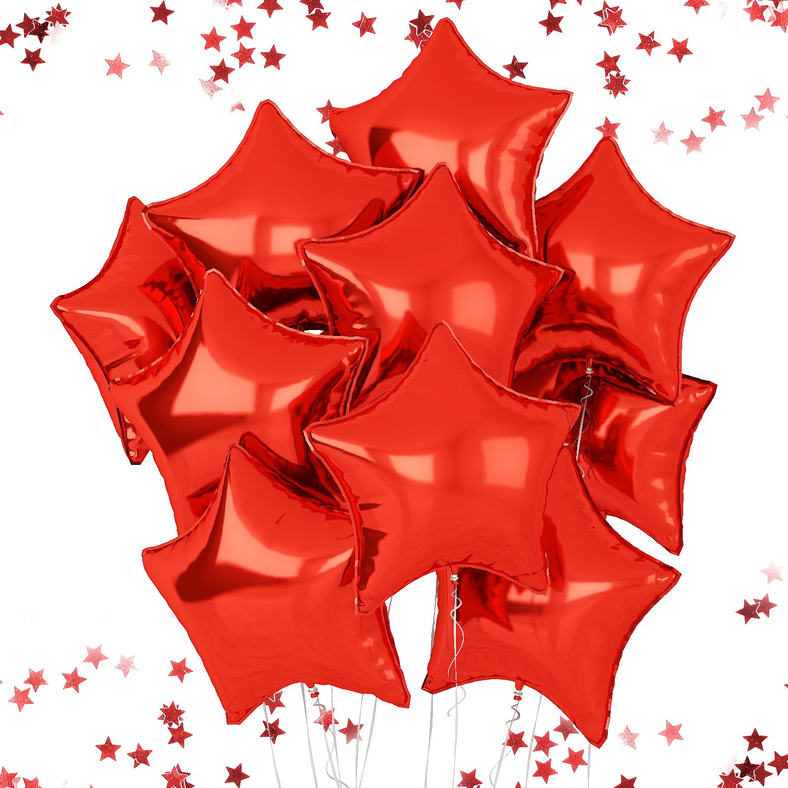 Red Star Foil Balloons, 18 Inches Star Foil Balloons For Helium, 10 Pcs Red Star Birthday Balloons For Birthday Party Graduation